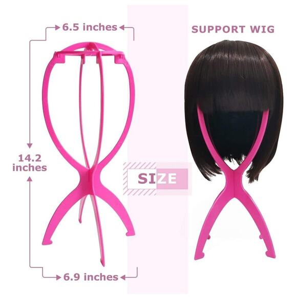 Set of 3 Pink Wig Stands - Durable and Lightweight Wig Holders - Picture 3 of 4